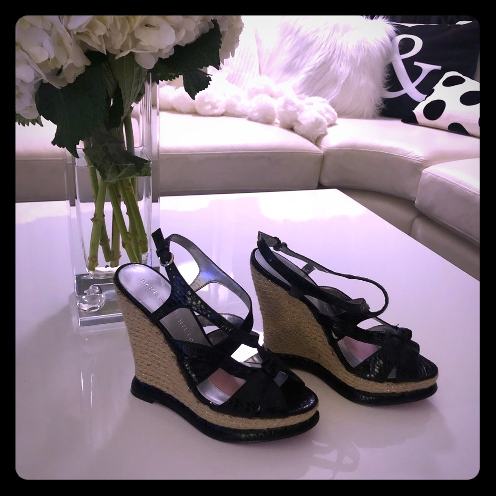 Black Python Braided W/Silver Espadrille Wedges - image 1